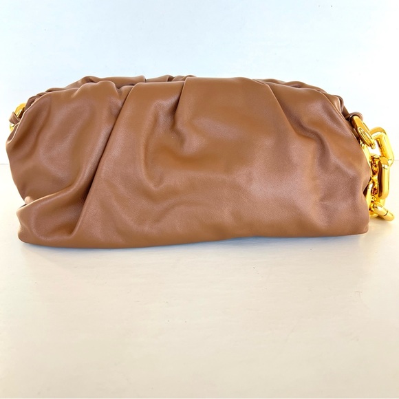 BOTTEGA VENETA The Chain Pouch Chunky Gold w Brown Leather Handbag Shoulder Bag - Picture 7 of 16